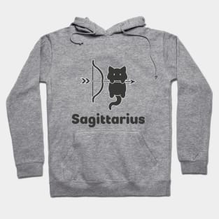 Sagittarius Cat Zodiac Sign with Text (Black and White) Hoodie